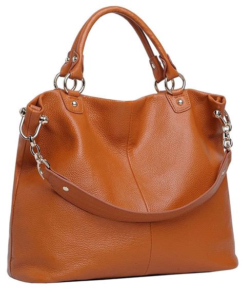 Obosoyo Fashion Women Soft Leather Top Handle Tote Shoulder Bag Brown