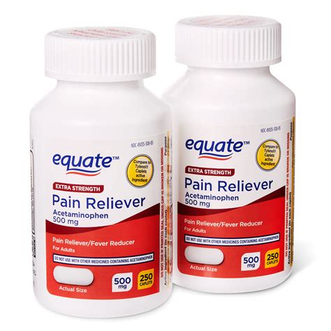 Equate Extra Strength Pain Reliever Acetaminophen 500mg Caplets