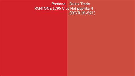 Pantone 1795 C Vs Dulux Trade Hot Paprika 4 29yr 19621 Side By Side