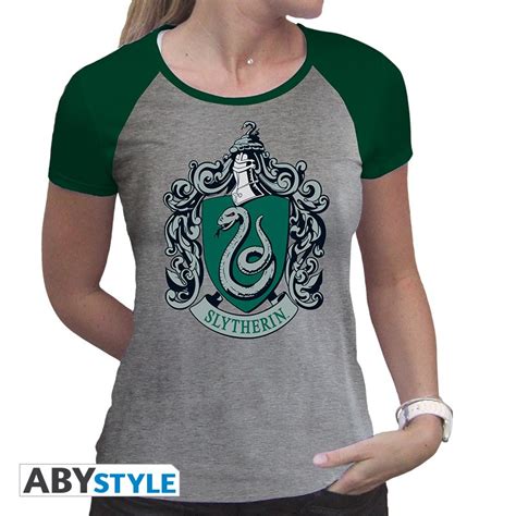 Harry Potter Tshirt Slytherin Woman Ss Grey And Green Premium