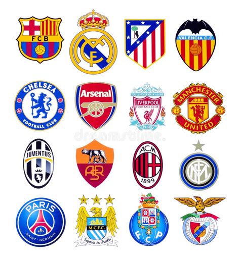 logotipos europeos de los equipos de fútbol fotografía editorial ilustración de iconos