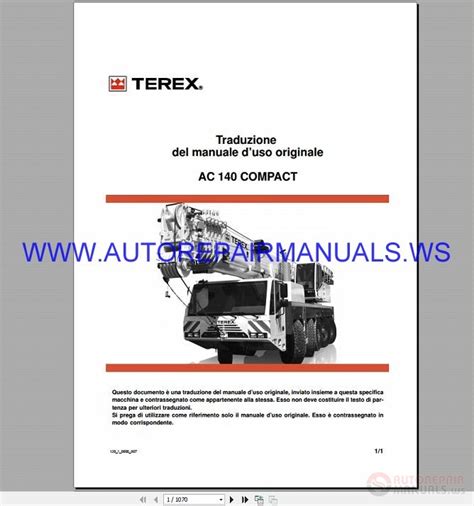 Terex Ac 140 Compact Terrain Crane Service Manual Auto Repair Manual