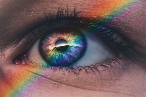 Close Up Photography Of Rainbow Rays On Eye Photo Free Rainbow Image