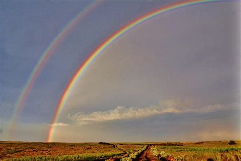 Double Rainbow Over Wagon Trail On Kansas Prairie Photograph By Greg