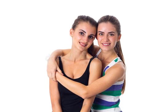 Two Young Women Hugging Stock Image Image Of Color Beauty 79548575