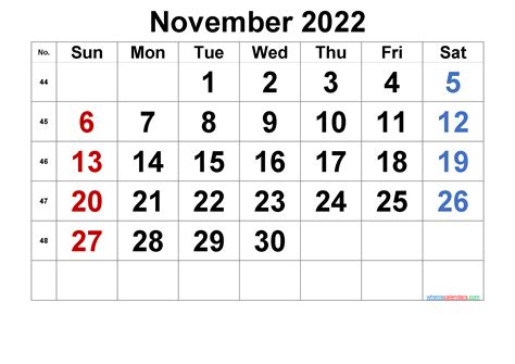 November Calendar And Clip Art Printable Calendars Skills Sheets