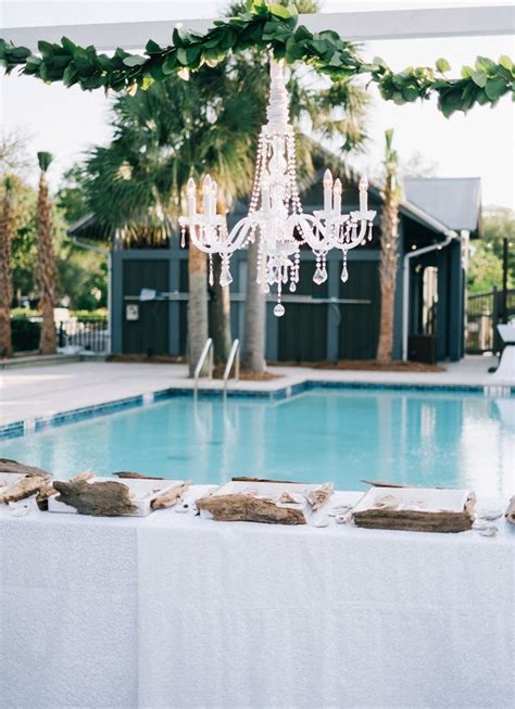 Wedding Reception By The Swimming Pool Summer Wedding Colors