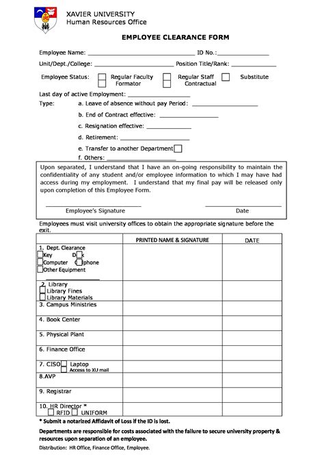 company clearance forms   ms word