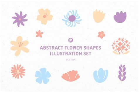 Premium Vector Lovely Abstract Flower Shapes Illustration Set