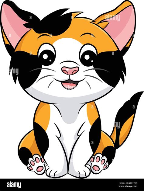 Cute Calico Cat Cartoon Vector Illustration Stock Vector Image And Art Alamy