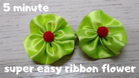 How To Make Ribbon Flower In 5 Minutes Easy Tutorial Youtube