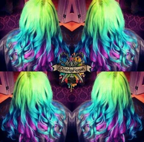 Neon Green Purple And Blue Hair