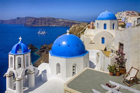 Oia Santorini And The Blue Domes By Robgreebonphoto Redbubble