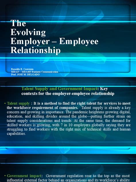 The Evolving Employer Employee Relationship Pdf Employment Economies