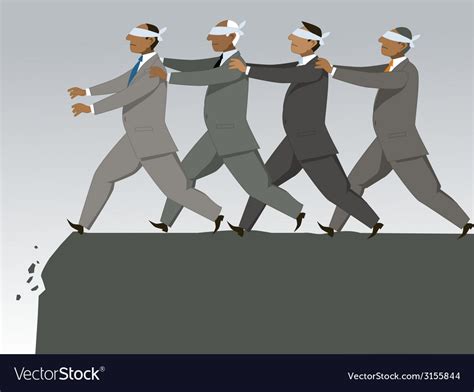 Blind Leading The Royalty Free Vector Image Vectorstock
