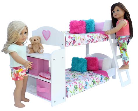 20 pc bedroom set for 18 inch american girl doll includes bunk bed bookshelf and bedding