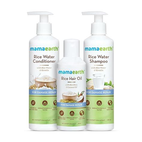 Mamaearth Rice Hair Oil Ml Rice Water Shampoo Ml Rice