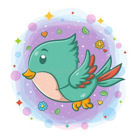 Cute Bird Flying Cartoon Character Stock Vector Illustration Of Icon