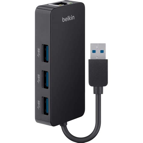 Belkin Usb 30 3 Port Hub With Gigabit Ethernet Adapter