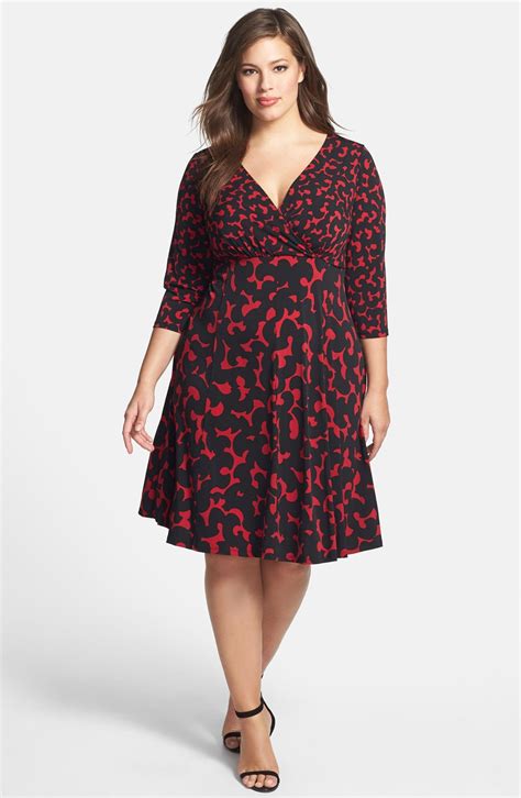London Times Print V Neck Fit And Flare Dress Plus Size Nordstrom