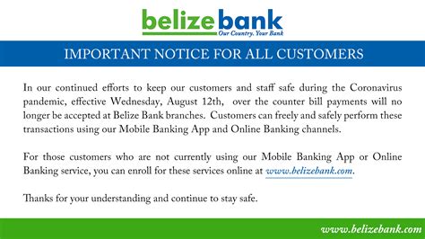 Letter to customer for change of bank account. Customer Notices - Belize Bank