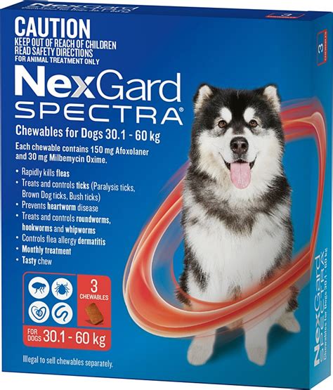 Nexgard Spectra Wormer And Flea Chew For Dogs 301kg To 60kg 3 Pack