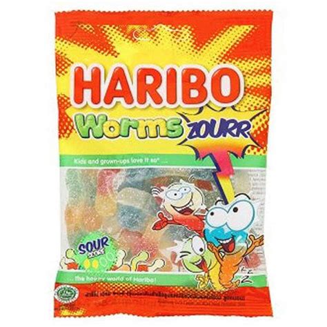 ฮาริโบ้เวิร์มซาวร์วุ้นเจลลาตินรูปหนอน 80กรัม Haribo Worms Sour Jelly