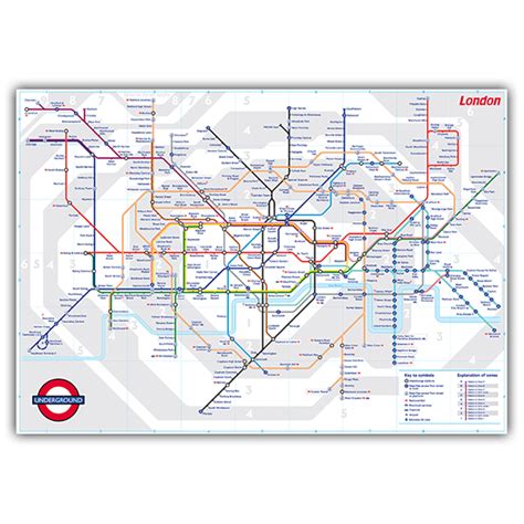 Adhesive Poster Map Of The London Underground