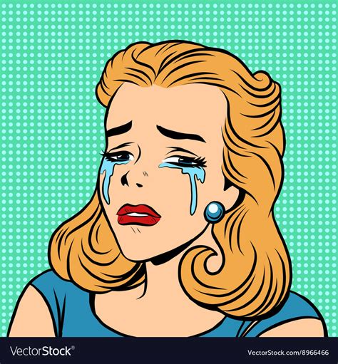 Emoji Retro Tears Cry Girl Emoticons Royalty Free Vector