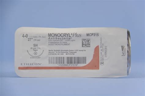 Ethicon Suture Mcp315h 4 0 Monocryl Plus Antibacterial Violet 27