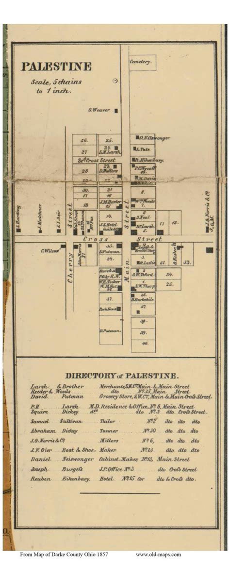 Palestine German Ohio 1857 Old Town Map Custom Print Darke Co