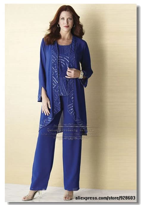 buy plus size royal blue chiffon three piece mother of the bride pant suits