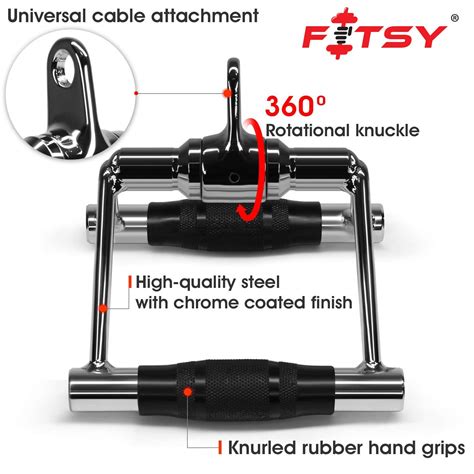 Fitsy Gym Cable Attachment V Shaped Seated Row Bar With Rubber Grip