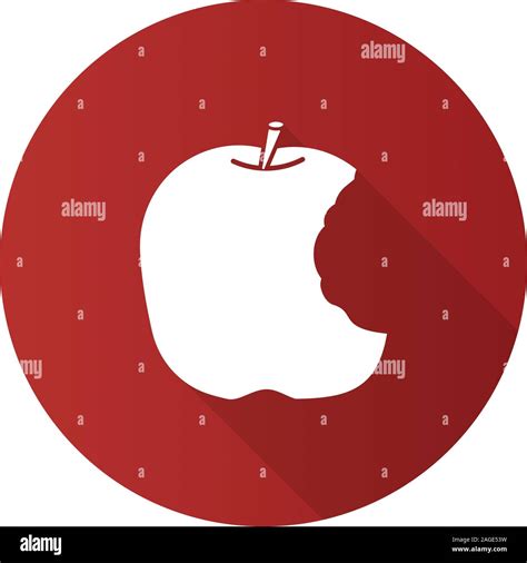 Bitten Apple Flat Design Long Shadow Glyph Icon Healthy Teeth Vector