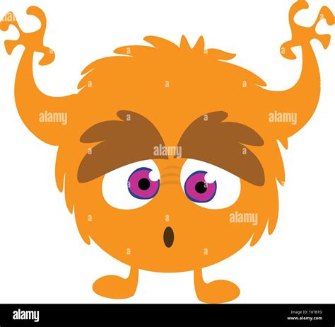 Scary Cartoon Monster Vector Orange Monster Illustration Stock Vector