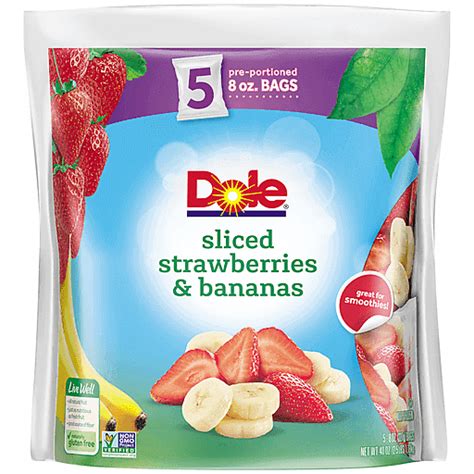 Dole Frozen Sliced Strawberries And Bananas 40 Ounce Bag With 5 Pre