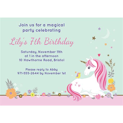 10 Unicorn Party Invitationswith Envelopes Personalised Invites Birthday