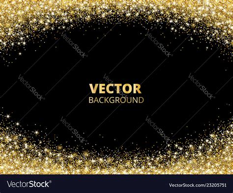 Sparkling Glitter Border Frame Falling Golden Vector Image