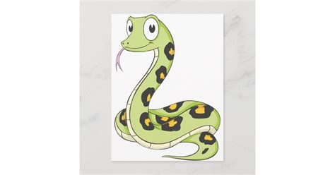 Cute Green Anaconda Snake Cartoon Postcard Zazzle