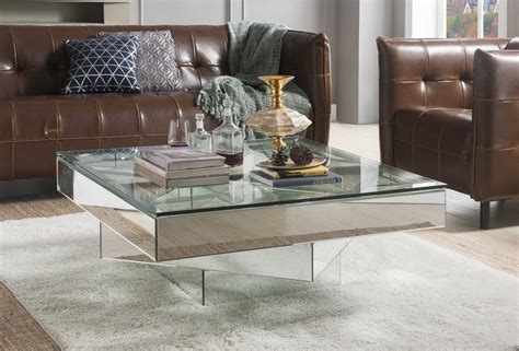 Find glass coffee table in coffee tables | buy or sell coffee tables, ottomans, poufs, side tables & more in calgary. Meria 40" Square Glass Top Mirrored Coffee Table