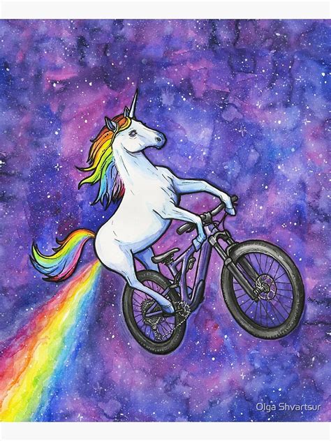 Space Unicorn On Bike Riding Rainbow Apron By Olga Shvartsur Redbubble