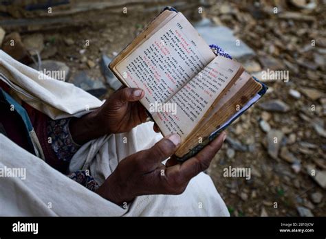 Ethiopian Orthodox Church Priest Reads The Bible Tigray Ethiopia