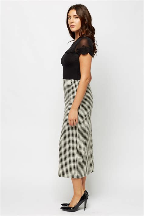 Houndstooth Pencil Maxi Skirt Just 7