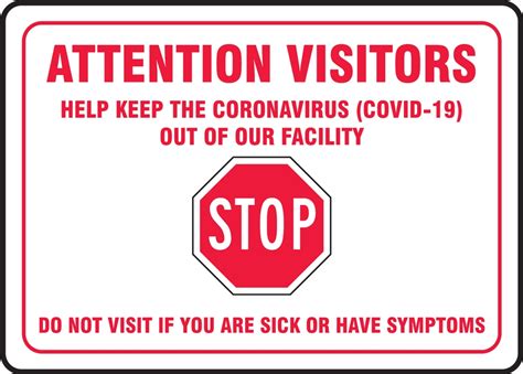 Help Keep The Coronavirus Out Of Our Facility Safety Sign Mgng914