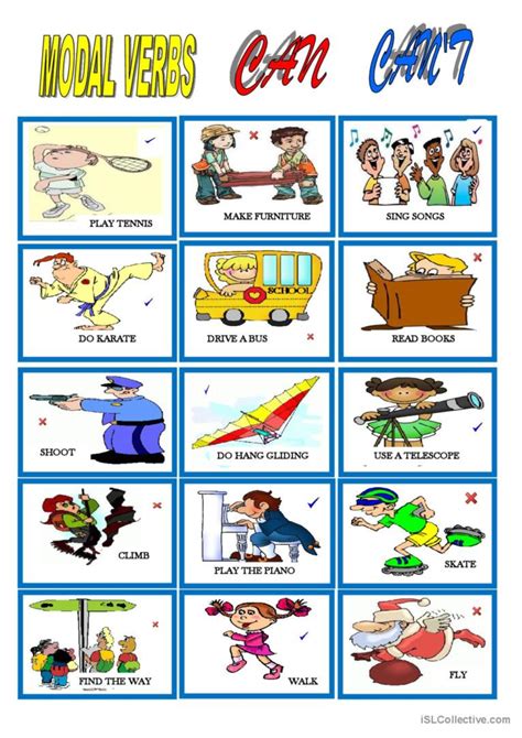 Modal Verb Can Cant Verb Worksheets Verbs Activities Action Verbs