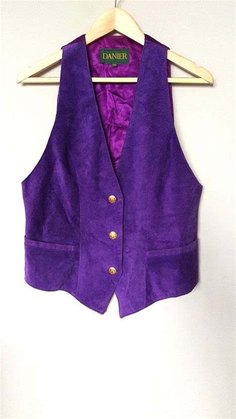 Vintage 90 S Purple Suede Vest 90 S Bright Purple Etsy Purple Suede Leather Waistcoat