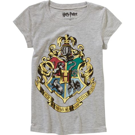Girls Hogwarts Shield Short Sleeve Crew Neck Graphic Tee