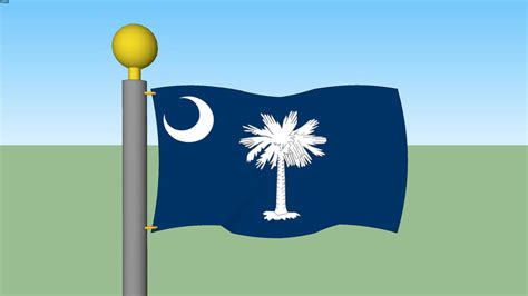 South Carolina State Flag With Flagpole 3d Warehouse