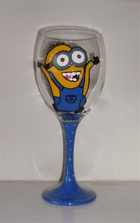 Hand Painted Minion Wine Glass Can Be By Sharonsglassychic