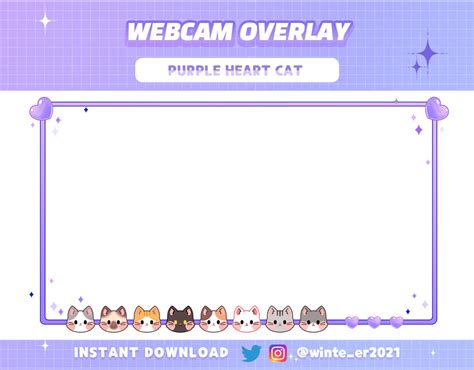 Twitch Purple Cat Webcam Overlay Purple Overlay Purple Etsy